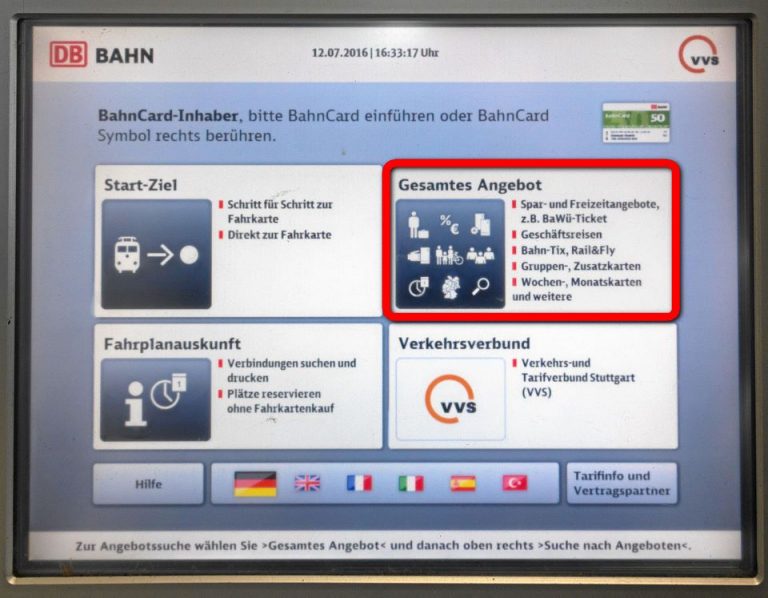 Lösen eines Anschlussfahrscheins am DBAutomaten SBahn