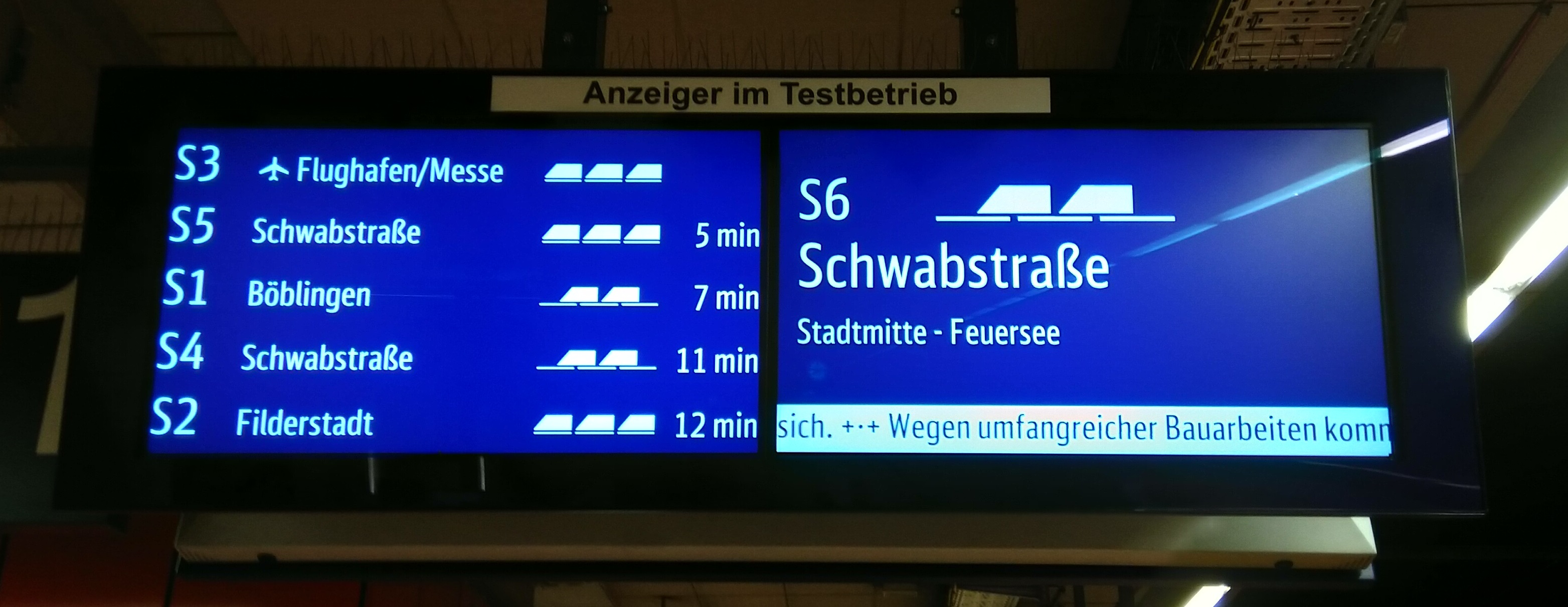 Neue Anzeigen bei der SBahn Stuttgart SBahnChaos in
