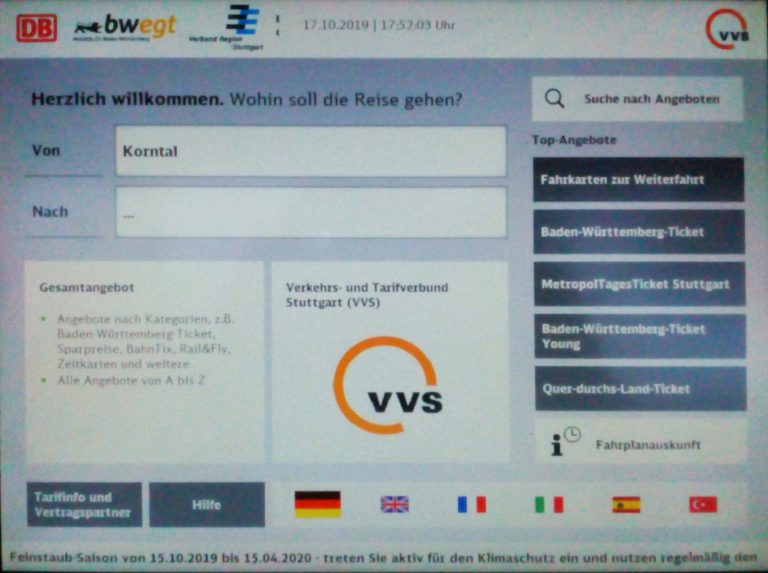Fahrplanauskunft an den DBFahrkartenautomaten SBahnChaos in Stuttgart